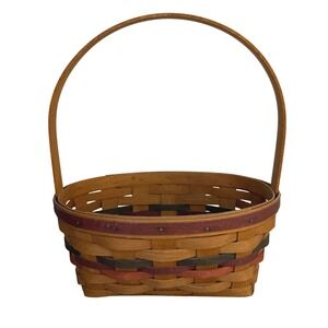 Longaberger 1992 Oval Easter Basket Stained Purple Blue Pink Splint Cottagecore